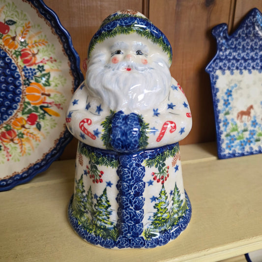 Santa Jar ~ 8" H. Candy Canes & Cardinals  Kalich