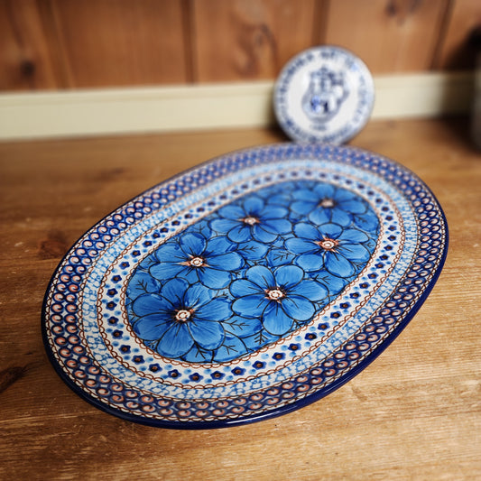 Oval Platter ~ Large 12" x 8.5"    G68-U408C  U4 pf0526 Blue Jacek Chyla