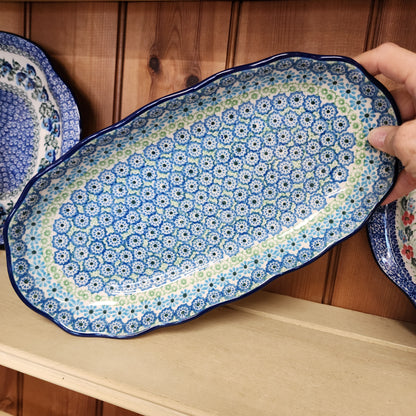 Tray   Scalloped Oval   6.25" x 12.5"   3274x Sea Glass