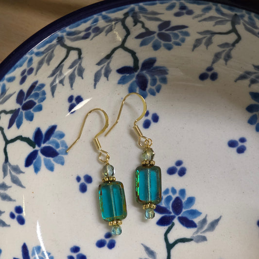 Earrings ~ Rectangle ~ Aqua