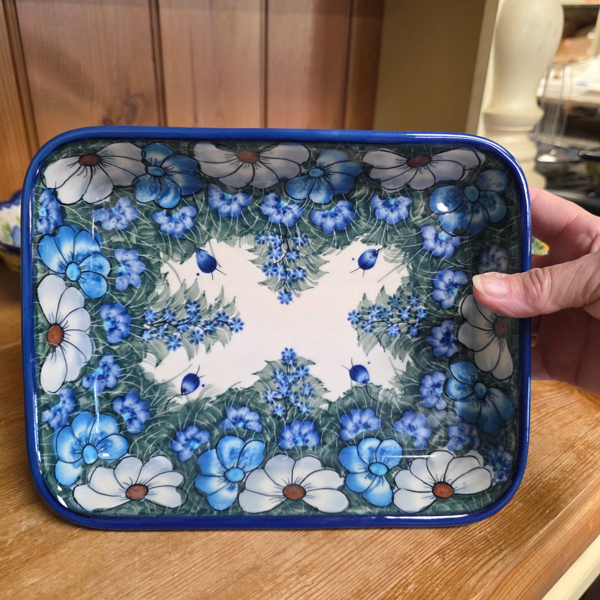 Baker 9"x7"x1.75" / Rectangular Baker / 127 grey and blue
