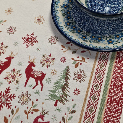 Runner Ivory with red border Holiday 20" x 68" #4833