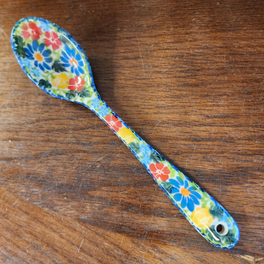 Spoon 8" ~ "a" red flowers