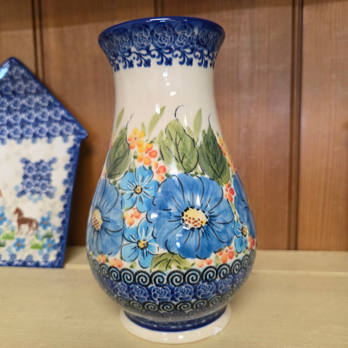 Vase 9" ~ Peachy & Blue UNIKAT