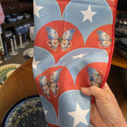 Towel /poly ~ Wings of Liberty Waffle Recycled Dish Towel Americana USA 4th of July