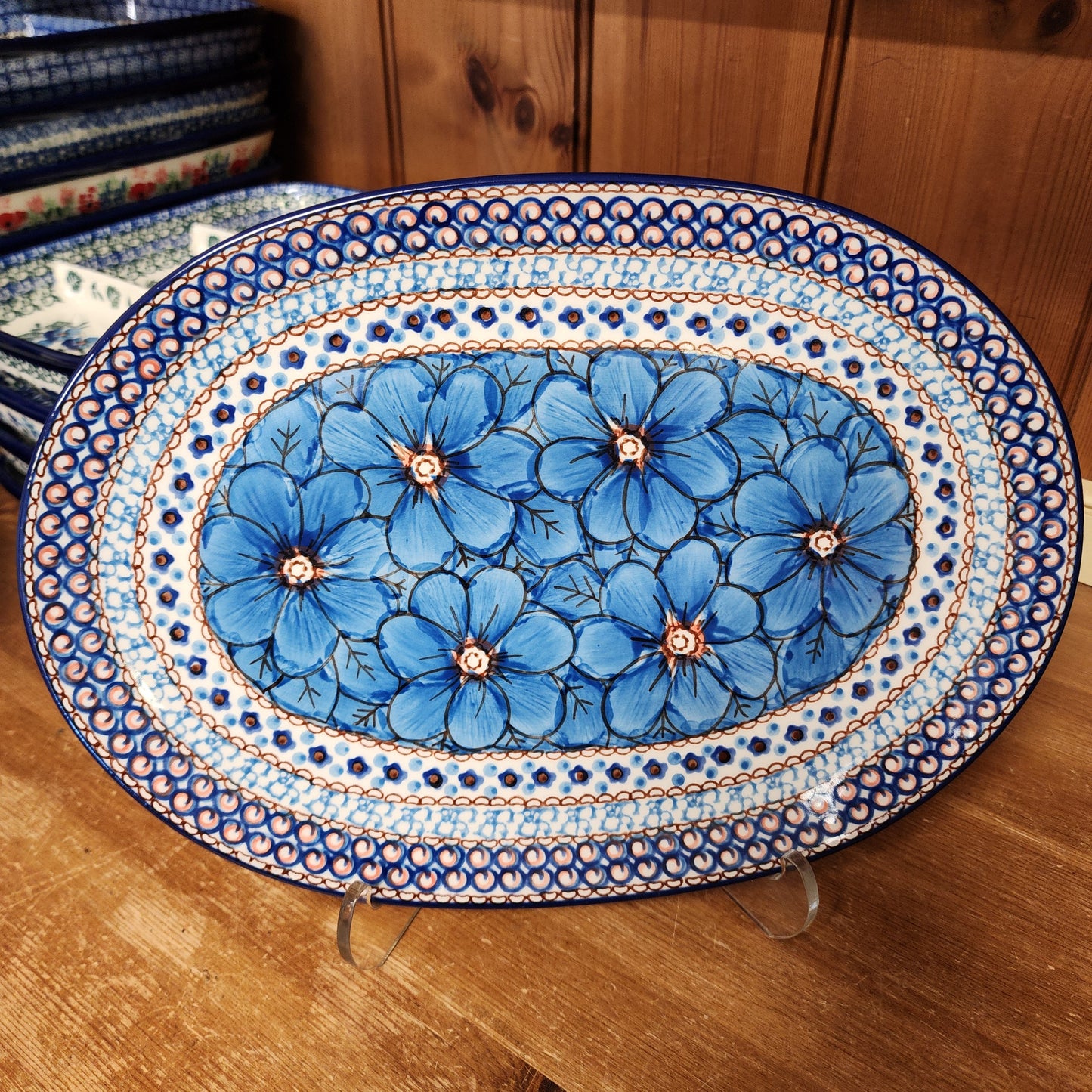 Oval Platter ~ Large 12" x 8.5"    G68-U408C  U4 pf0526 Blue Jacek Chyla