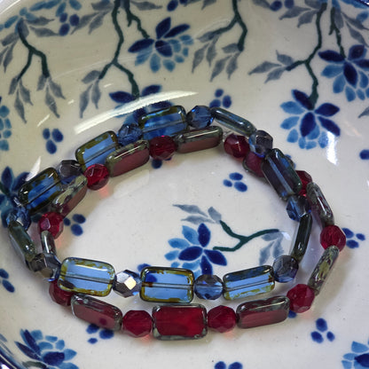 Bracelet / 2 pc blue/red