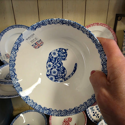 Burleigh ~ BLUE Bowl Calico Cat ~ 8 oz cereal bowl  *** NOT Polish Pottery