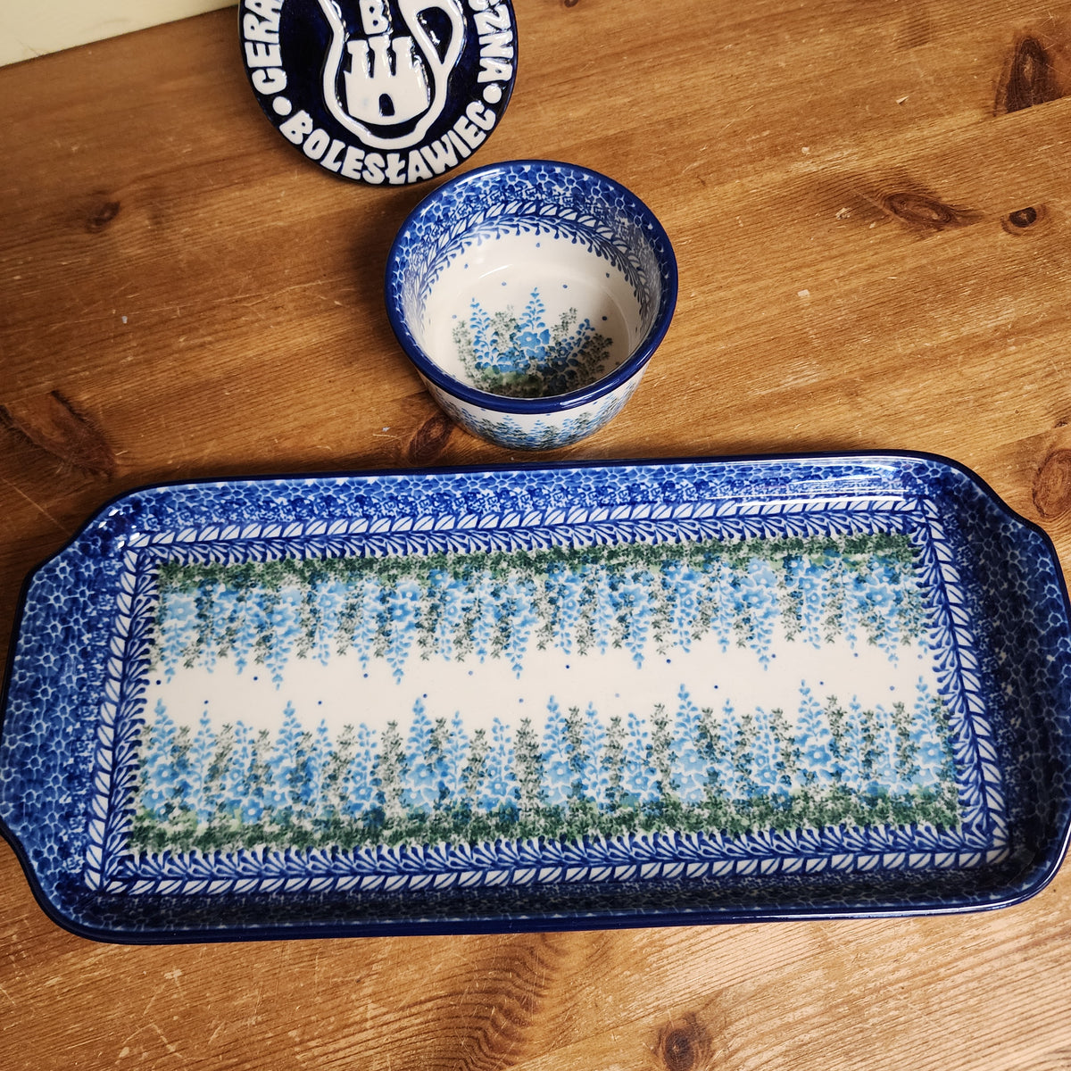 2 pc / Tray & Ramekin 3279X Virginia Bluebell