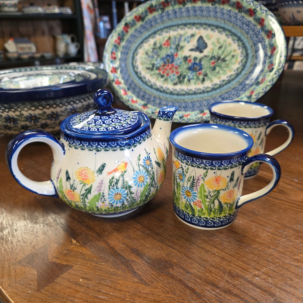 3 pc Teapot and 2 cups / Dandy 1125 bird