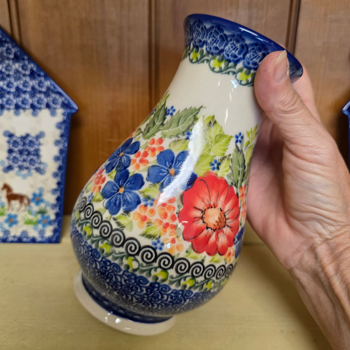 Vase 9" ~ Blue & Red UNIKAT