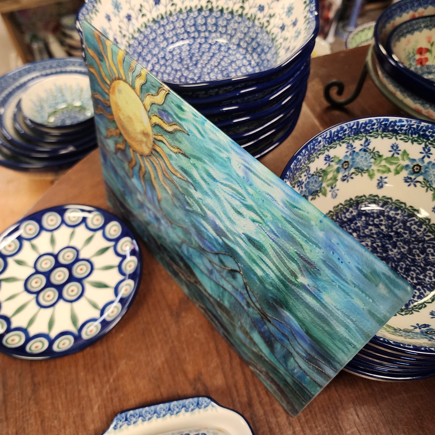 Cutting Board: Ocean Sun  8x11  inch Small   Tempered Glass