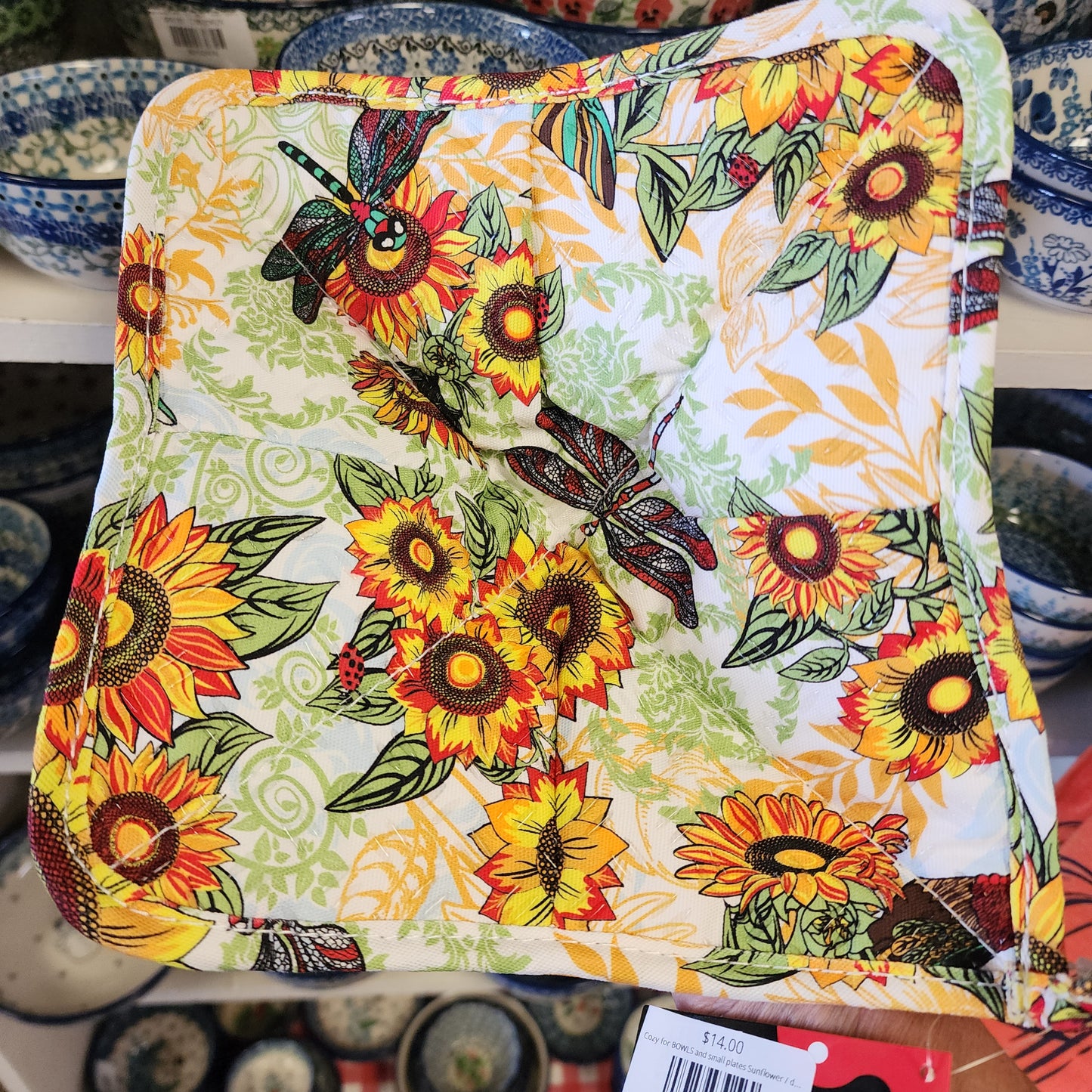 Cozy for BOWLS and small plates Sunflower / dragonfly