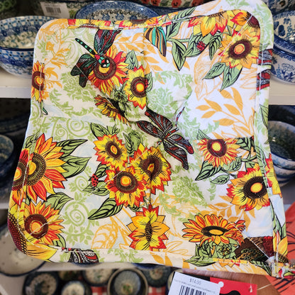 Cozy for BOWLS and small plates Sunflower / dragonfly