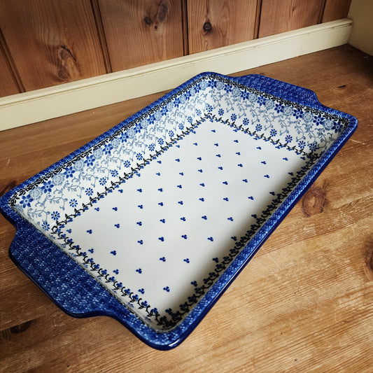 Baker ~ Rectangular w/handles A56-2158X Silver Lace