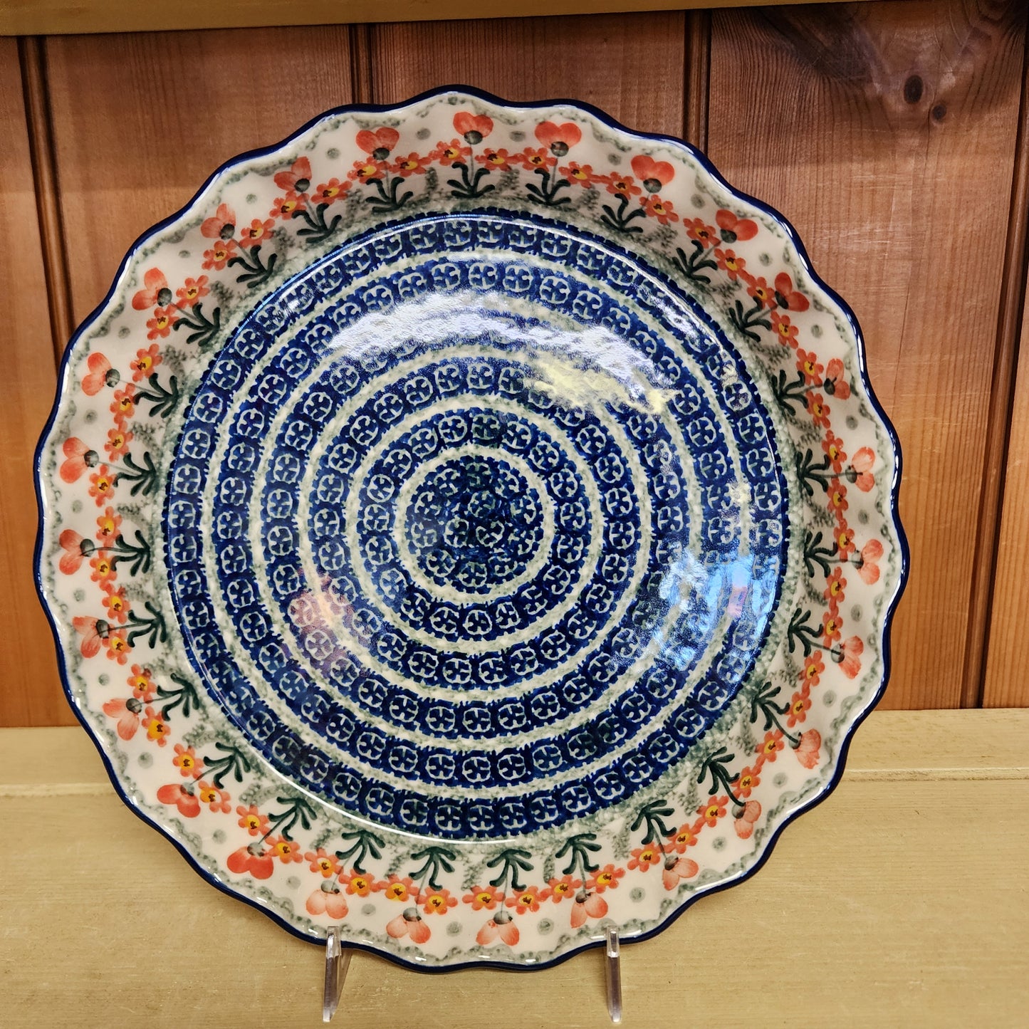 Pie Plate ~ Fluted ~ 10" 0560X ~ Peach Spring Daisy