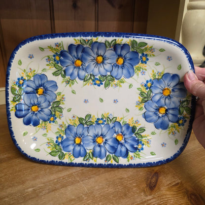 Platter 11"x8" Rectangular Blue / yellow