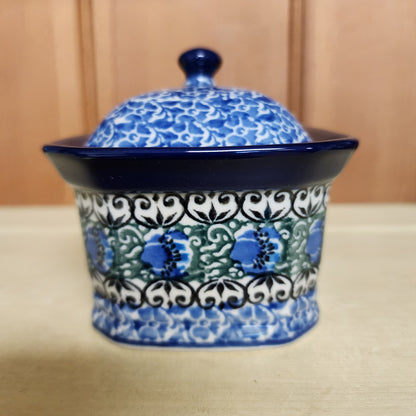 Covered Container   3.25"H x 3.5"W x 4.5"L    1513X ~ Peacock Feather