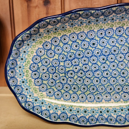 Tray   Scalloped Oval   6.25" x 12.5"   3274x Sea Glass