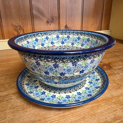 Berry Bowl w/ Saucer   8"W    2633X ~ Flower Works