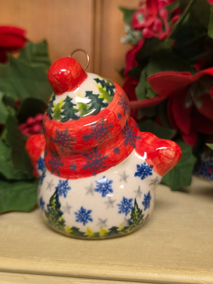 Snowman red scarf / green trees (3")
