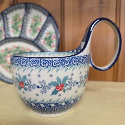 Bowl w/ Loop Handle   16 oz  845-2973X  Winter Holly pf0526