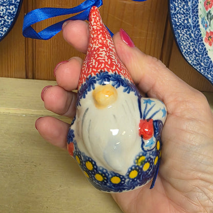 Ornament ~red hat gnome Santa (4")