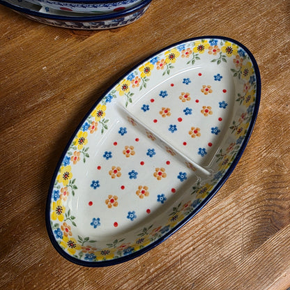 Dish ~ Divided Oval ~ Small  (9"x5") 395-2225X  Buttercup pf0526