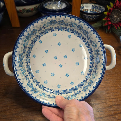 Baker   Round w/ Handles   8"   2642X ~ Blue Flax Flower