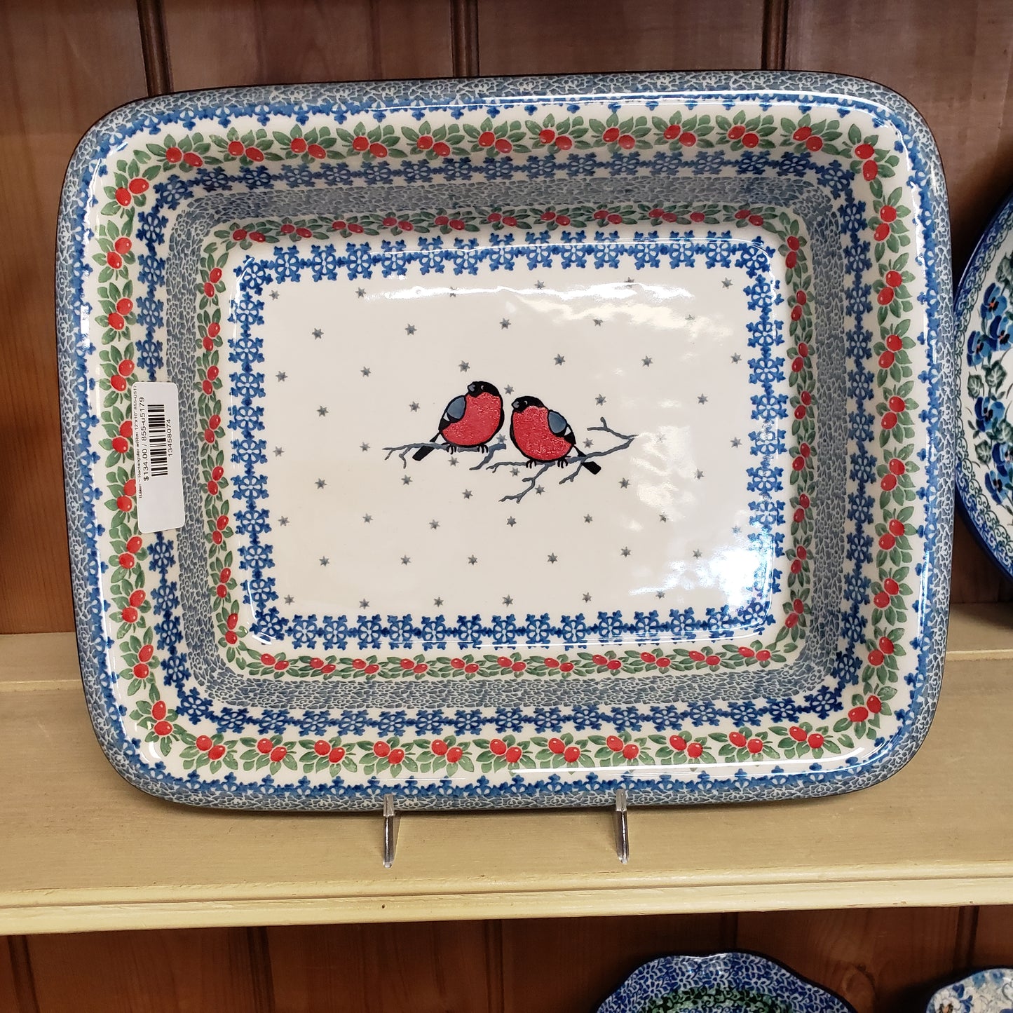 Baker ~ Rectangular w/Rim 12"x10" 855-U5179 Red Birds M Starzyk