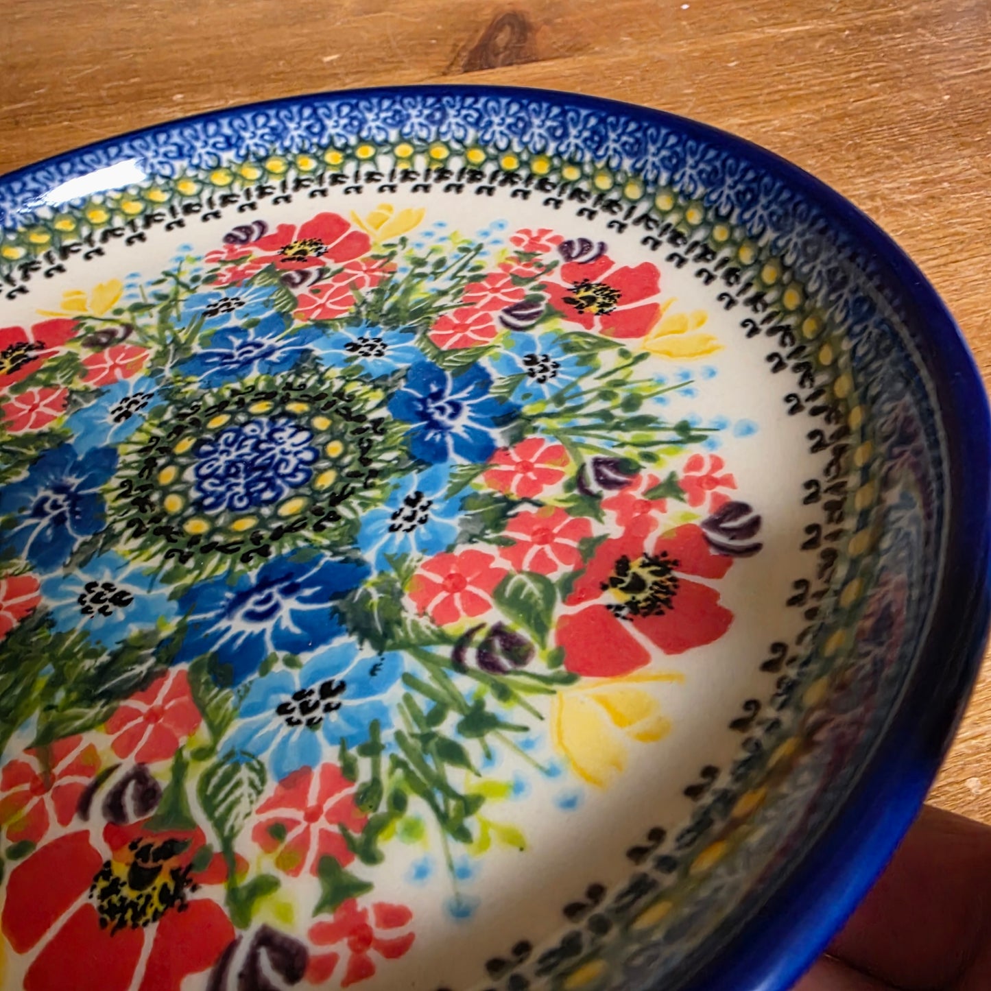 Plate 8" ~ lip ~ Red/blue/yellow 1160