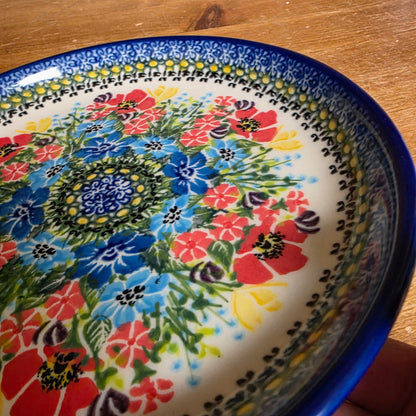 Plate 8" ~ lip ~ Red/blue/yellow 1160