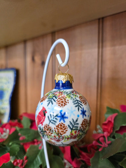 Ornament ~ Cardinal 3" Ball pinecones