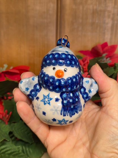 Snowman blue scarf / blue flakes (3")