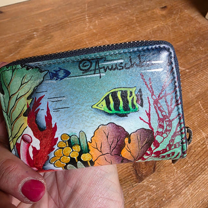 Anuschka ~ Accordion card holder / zip turtle fish