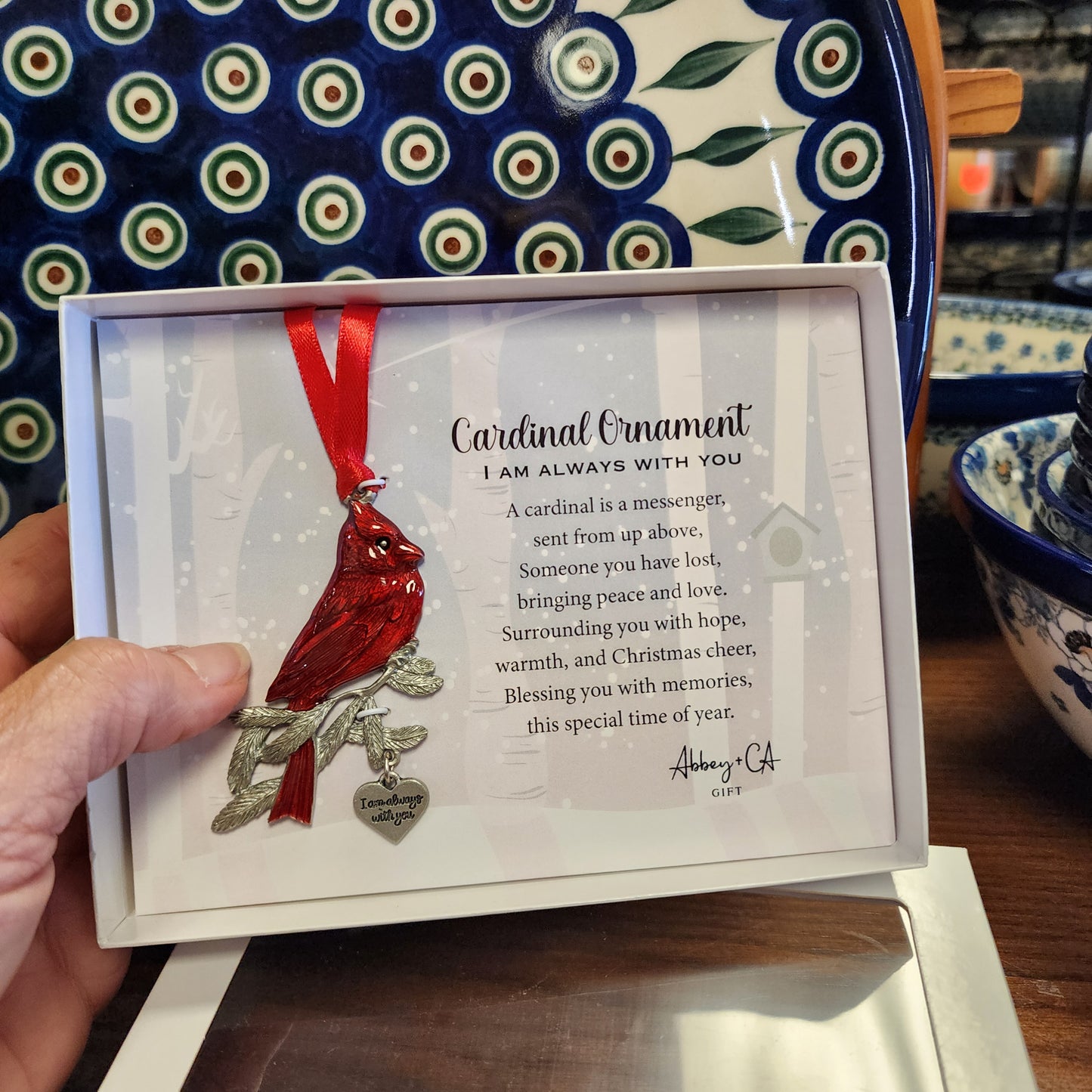 Ornament Cardinal (NOT Polish Pottery) Boxed gift