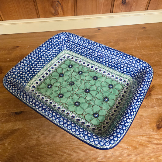 Baker   Rectangular w/Rim 12"x10" U408A ~ U4 Green