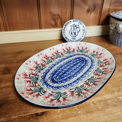 Oval Platter ~ Large 12" x 8.5"    G68-1437X  Crimson Bells pf0526