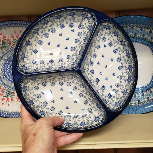 Dish ~ Divided  Round ~ 10" 484-2158X Silver Lace