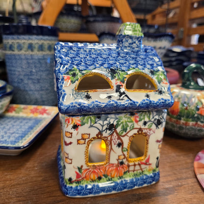House #5 Crow & spider on blue roof  / Luminary