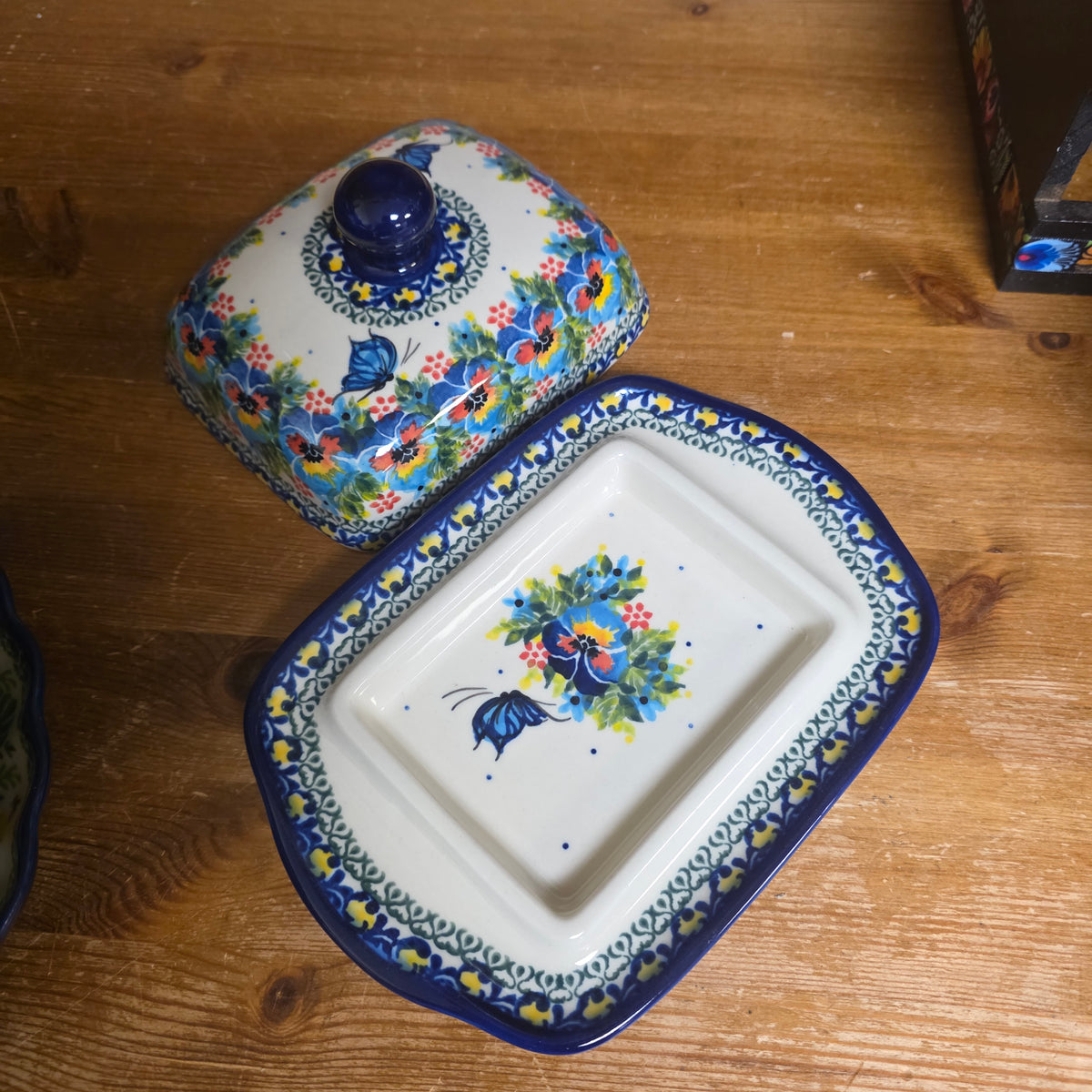 Butter Dish Deep / #2  ART2 / Pansies butterfly