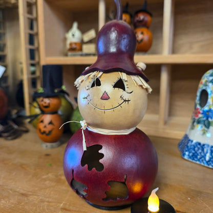 Gourd  ~ Scarecrow Warehime Lumiinary with battery tealight