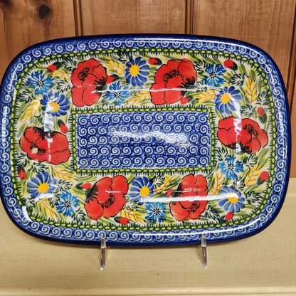 Platter 10"x7" Rectangular Red Poppy