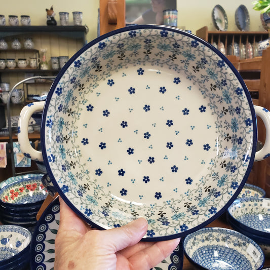 Baker ~ Round w/ Handles ~ 8" 419-2641X Bachelor Button