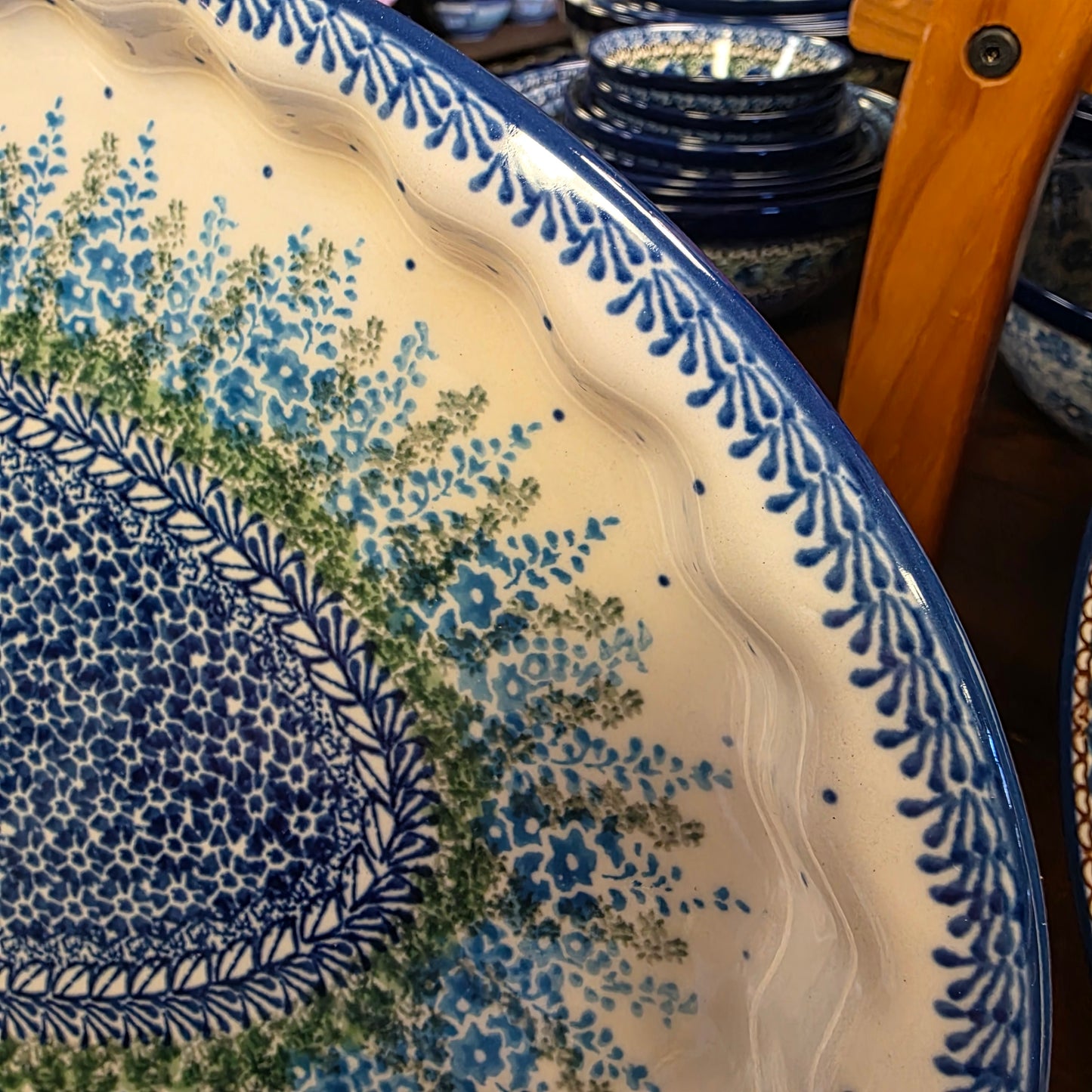 Platter   Oval   10' X 14.5" 614-3279X  Virginia Bluebells pf0526  (includes FREE wooden display stand)