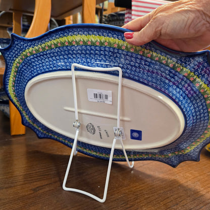 Platter 18"x12"  Black & White Chickens / Cezar large