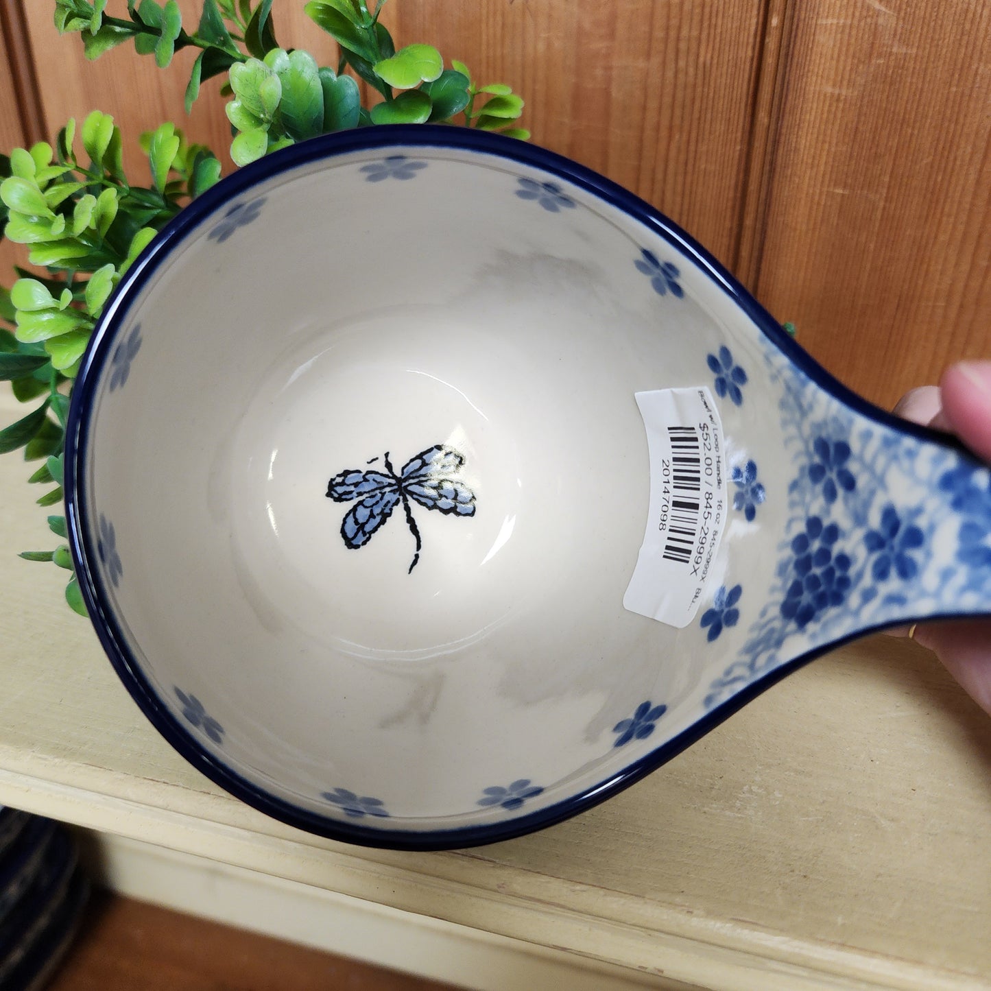 Bowl w/ Loop Handle   16 oz  845-2999X  Blue Dragonfly pf0526