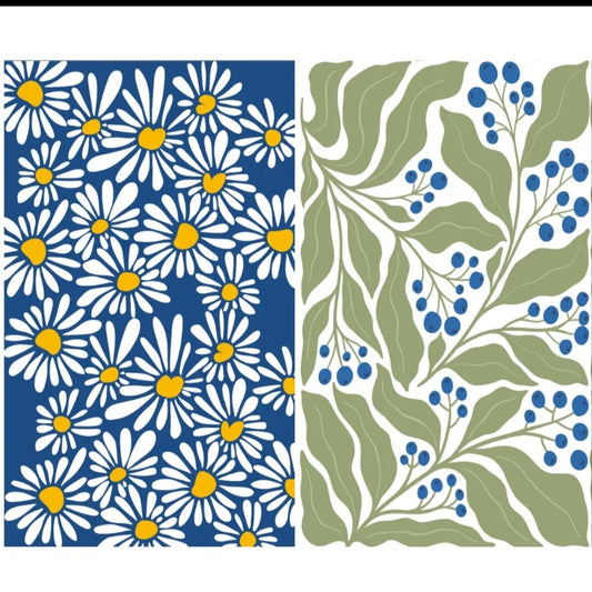 Towel /poly ~ Daisy Blue & Green