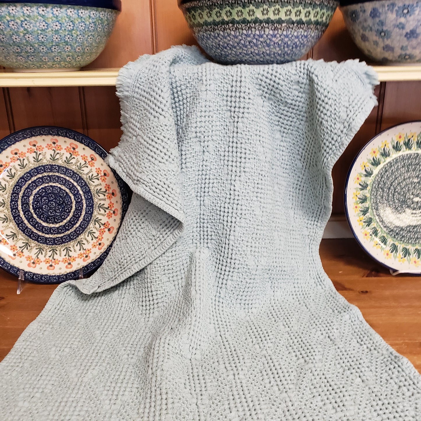 Tea Towel Sage green Waffle