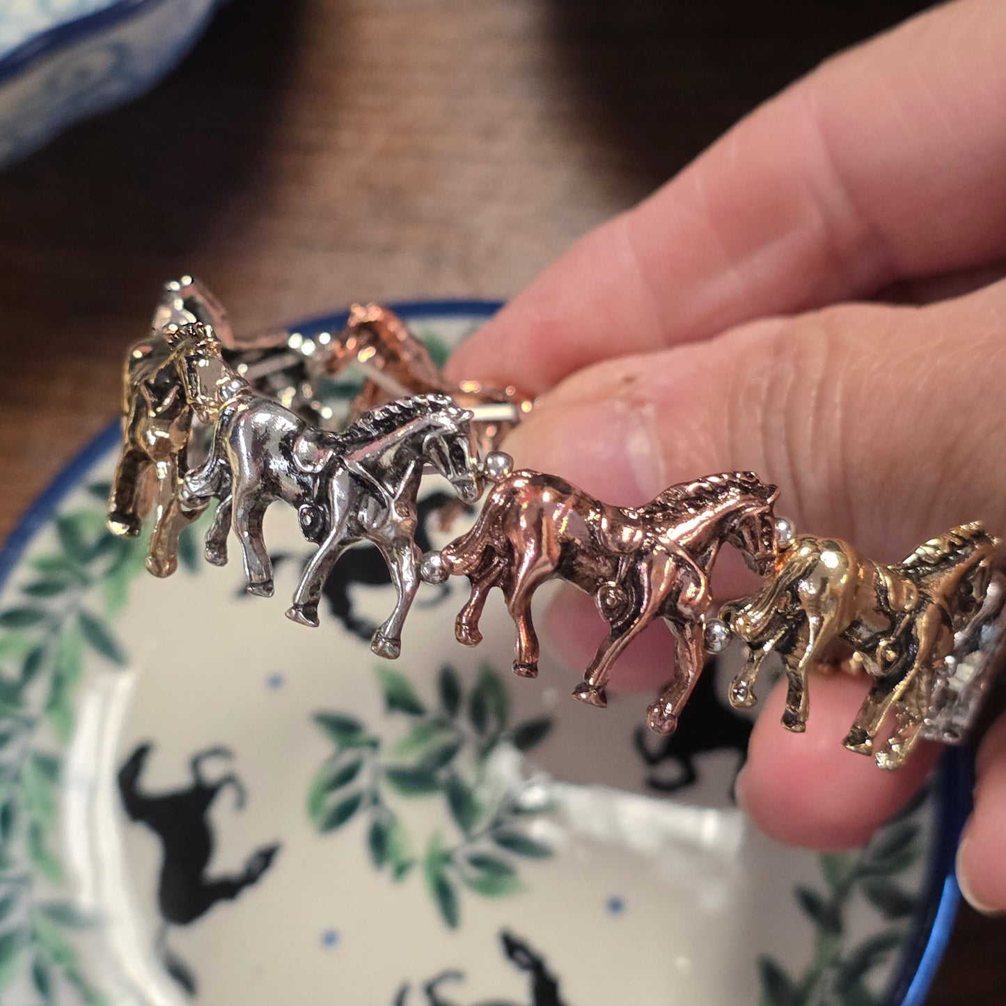 Jewelry Bracelet Horse  lover metal look stretch